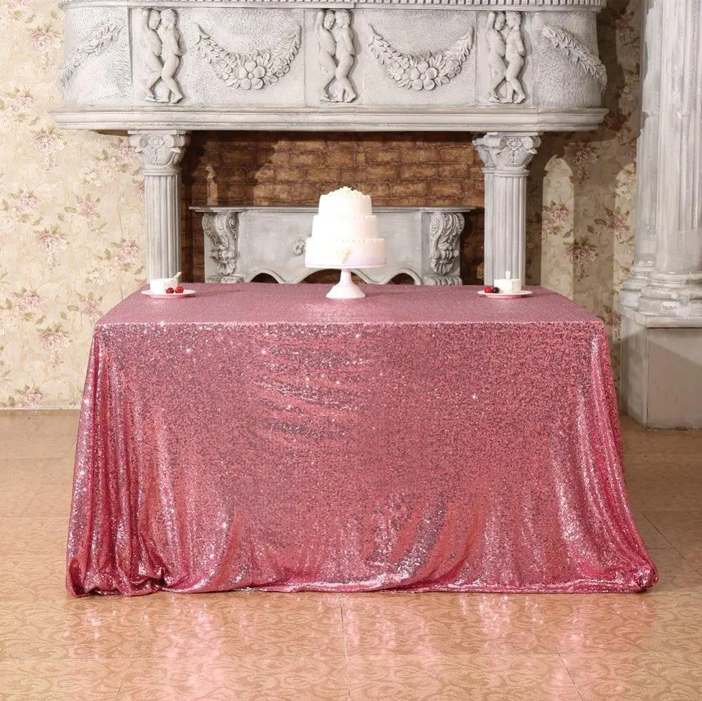 Shiny Pink Sequin Tablecloth Rectangle Lavender 72x108-Inch Sequence Tablecloth Dessert Table Tablecloth for Wedding/Birthday/Party Decor - Цвет: Shiny Pink