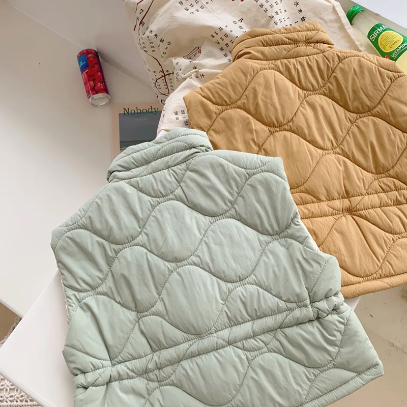 WLG Autumn winter boys girls vest kids turtleneck yellow green cotton vest baby winter casual clothes