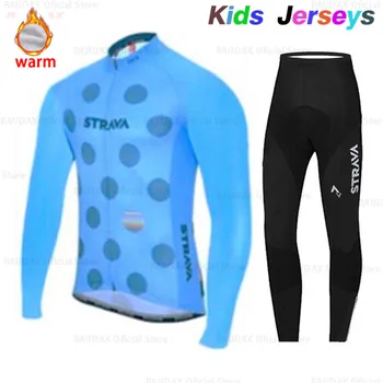 

Kids Long Sleeve Cycling Jersey Set Boys Bicycle Clothing Winter Thermal Fleece Pro Biking Man Riding MTB Autumn Bike Clothes
