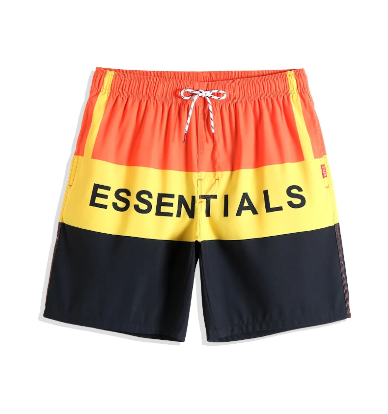 New Men’s Summer Sexy Bathing suit Solid Color stripe Board shorts joggers Printed Quick dry surfing swimsuit briefs mesh