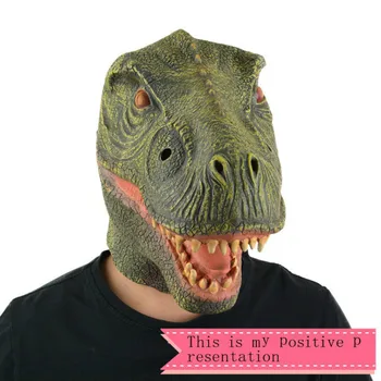 

Halloween explosion style Jurassic World dinosaur mask headgear Halloween party green tyrannosaurus latex mask