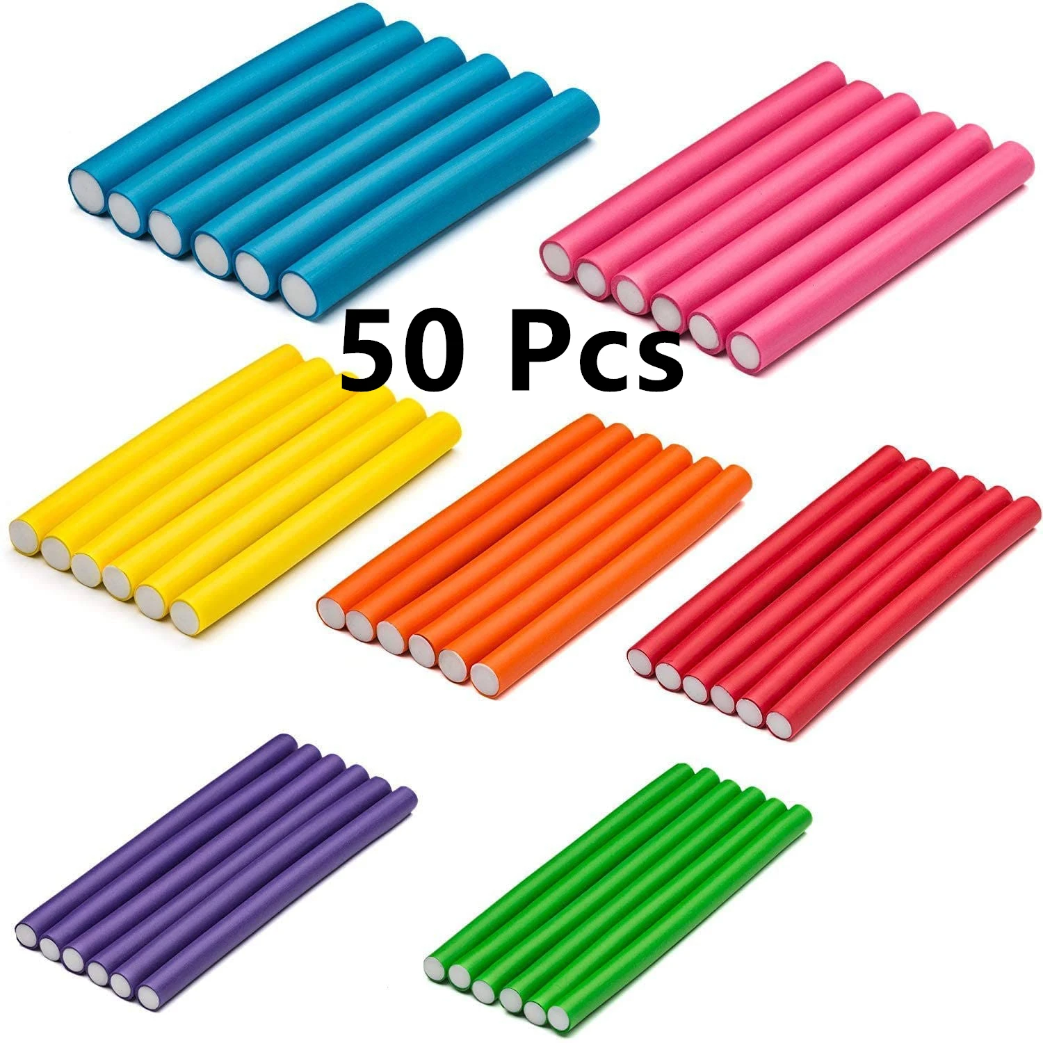 

New Flexible Curling Rods Hair Twist Flexible Rods Hair Curlers Set No Heat Hair Rollers Soft Foam for Short,Medium,Long hair