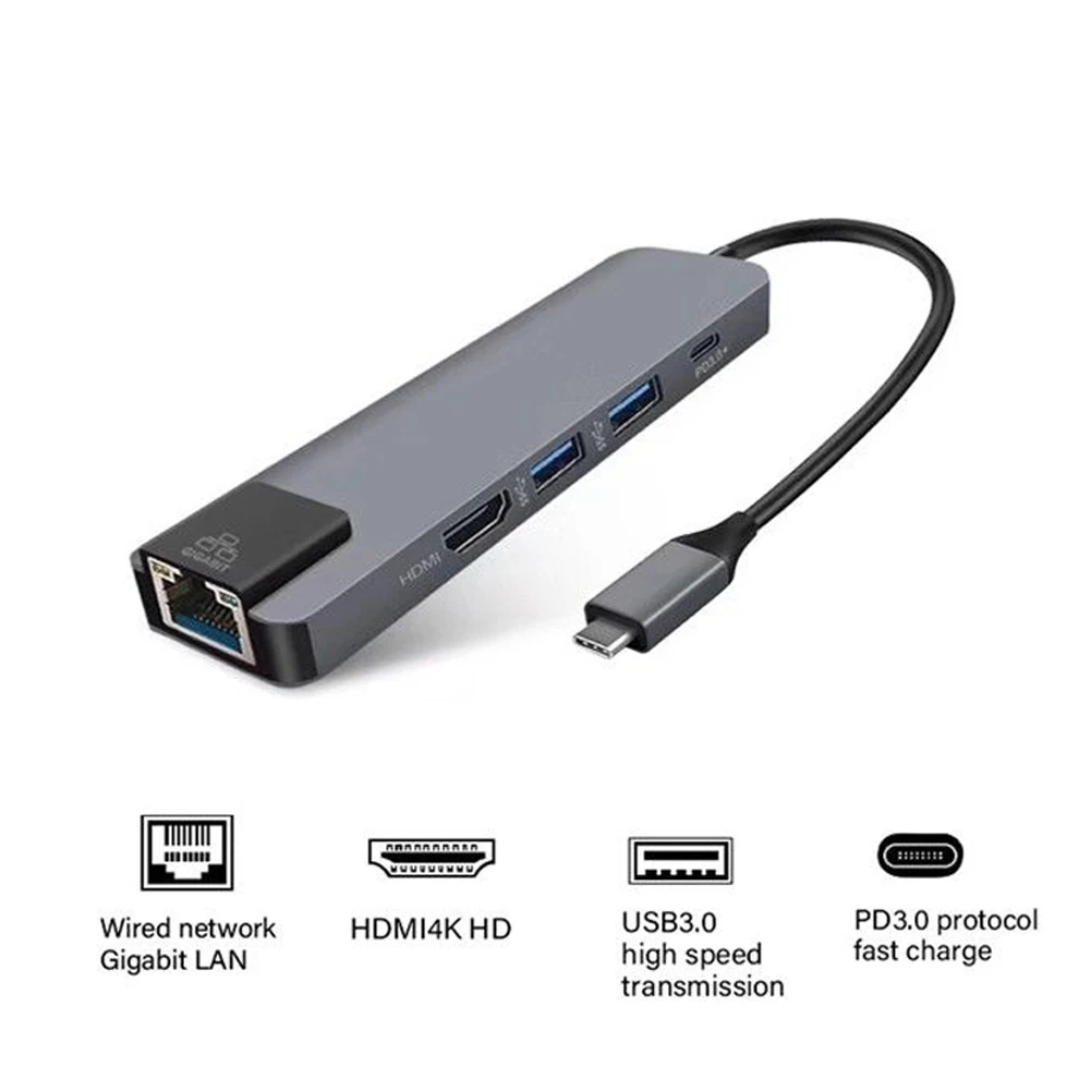 Тип C к HDMI 3,0 кард-ридер Lan адаптер питания практичная Высокоскоростная передача данных из алюминиевого сплава usb-хаб