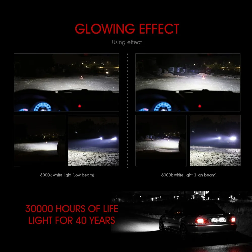 2 x H4 led 72W 8000LM S2 Headlight Car Hi Lo Beam Auto Bulbs 6000K White