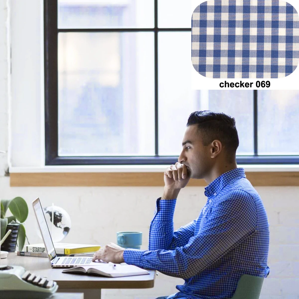 WFH 100% Cotton Mens Gingham Dress Shirt Custom Made Dress Shirt Button Down Tailored Shirt Mens Checkered Shirts Long Sleeve