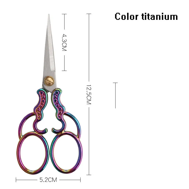 Color titanium Прямая поставка 3CR13 нержавеющая сталь цвет Титан Портной Ножницы DIY ретро маленькие ножницы бытовые ученические ремесленные ножницы - Цвет: Color titanium