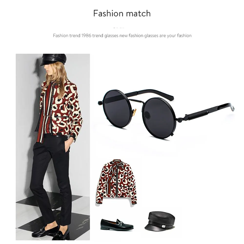 Поляризованные солнцезащитные очки в стиле стимпанк круглые металлические