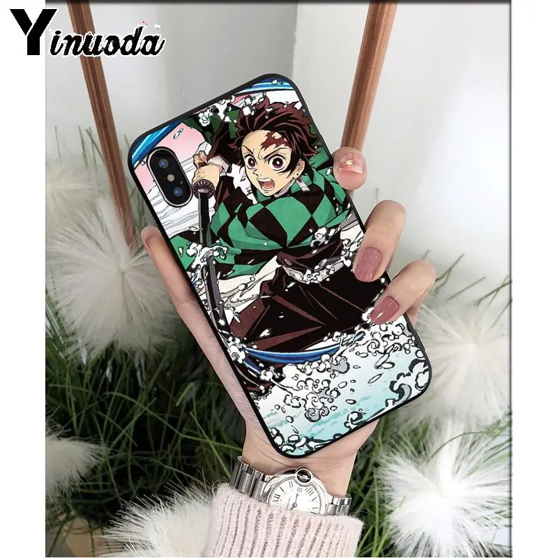 Yinuoda аниме Demon Slayer Kimetsu no Yaiba TPU мягкий черный чехол для телефона Apple iPhone 8 7 6 6S Plus X XS MAX 5 5S SE XR - Цвет: A14