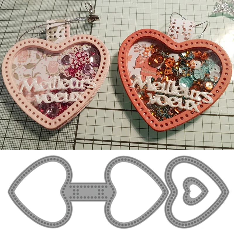 New Dies 2021 Die Cut Metal Cutting Die Keychain Shaker Heart Paper Key