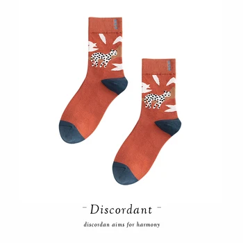 

2020 Fashion Ins Cute Snow Leopard Fun Novelty Happy Socks Style Pop Art Polka Dot Creative Solid Foot Nude Socks Men Cotton