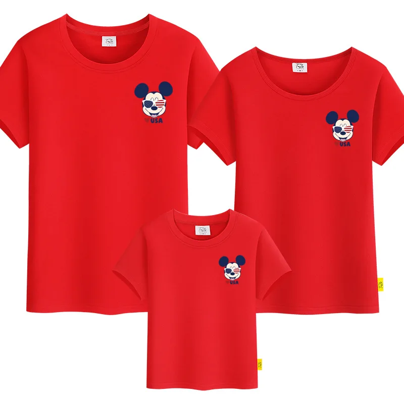 Jargazol Mom and Daughter Matching Clothes Summer Mickey T Shirt Couple Matching Outfits Vacation Tops Dad Son Family Look