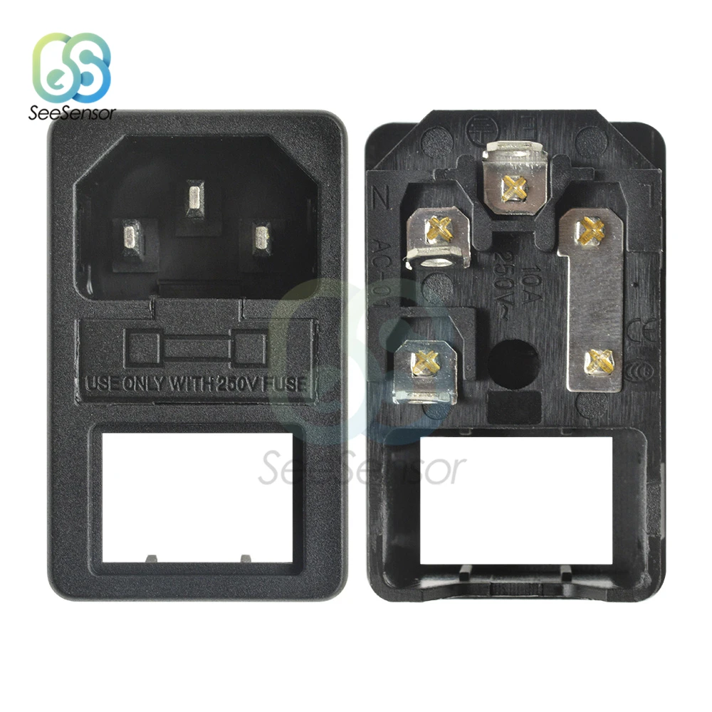 10A 250VAC 3 Pin AC-01 входной разъем розетка питания гнездо держателя плавкого предохранителя разъем с кулисный переключатель интерфейс