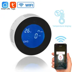Tuya – capteur de gaz naturel intelligent, contrôle avec application, affichage de la température LCD, wi fi, connexion, alarme de sécurité pour la maison 