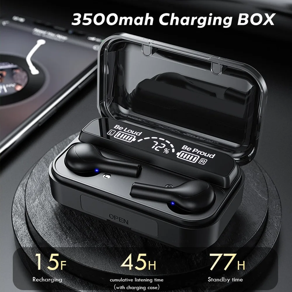 TWS Bluetooth 5 0 Earphones Sports Waterproof Earbuds Headsets With Microphone2000mAh Charging Box Wireless Earbuds 9D Stereo