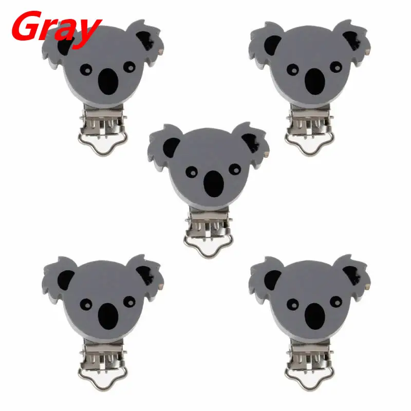 Gray 5 предметов; милые принты; зимние детские носки деревянные соски-пустышки клип в виде коалы; клипсы для пустышек зажимы типа «сделай сам», соски с цепочкой для младенцев, аксессуар - Цвет: Gray