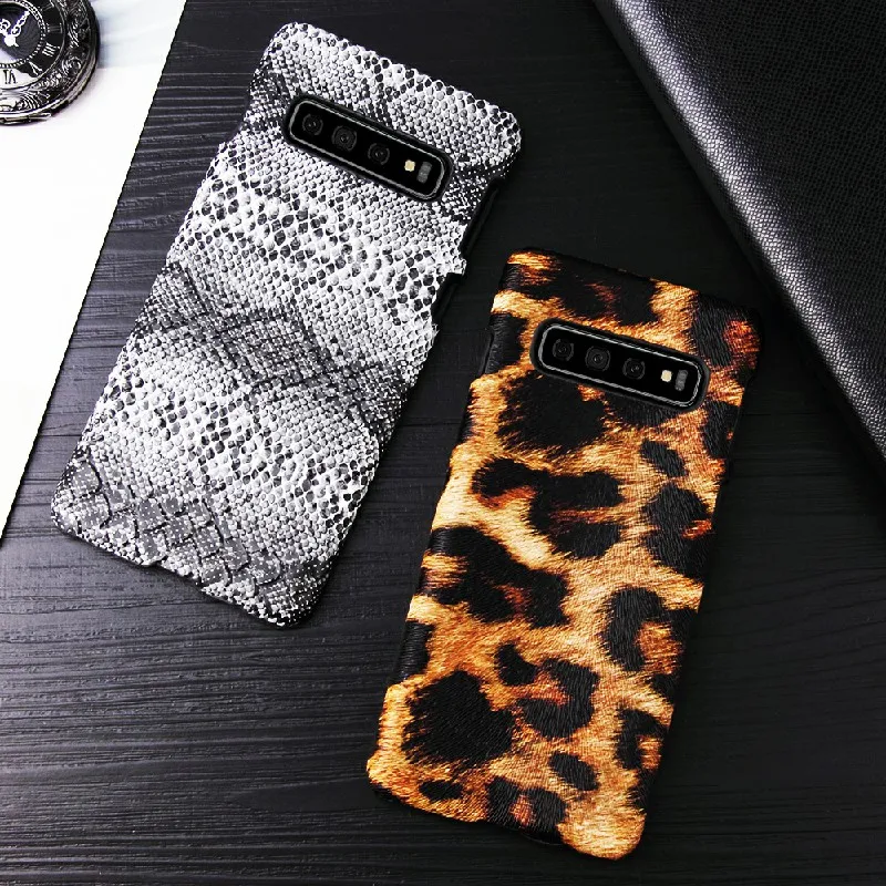 

For Samsung a70 a50 s10 s10e s9 s8 note 9 10 plus s7 a30 a20 Case Luxury Leather Snake Leopard Print Protective Shell Coque Etui