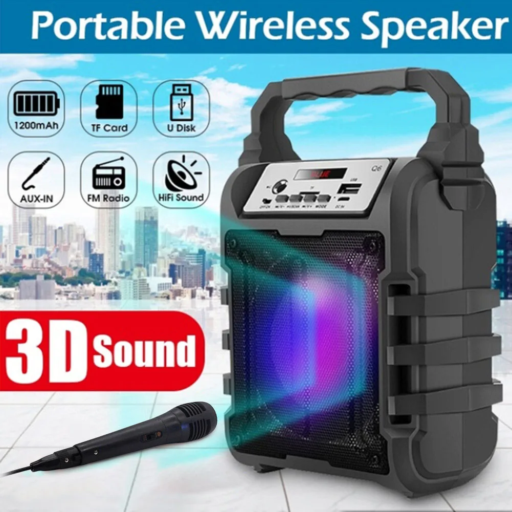 

Bluetooth Speaker Column Mini SoundBox Portable Speakers Outdoor Handsfree Karaoke Speaker with Mic for Smartphones Computers
