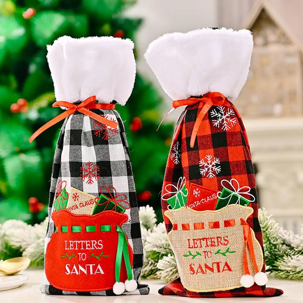 

Рождественские Чехлы для винных бутылок, праздничные Чехлы для бутылок шампанского, красные рождественские настольные украшения для дома