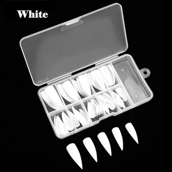 

100Pcs/Lot Nails Salon Stiletto Long False Fake Nails Tips Manicure Artificial White/ Clear /Natural Full Cover Tips