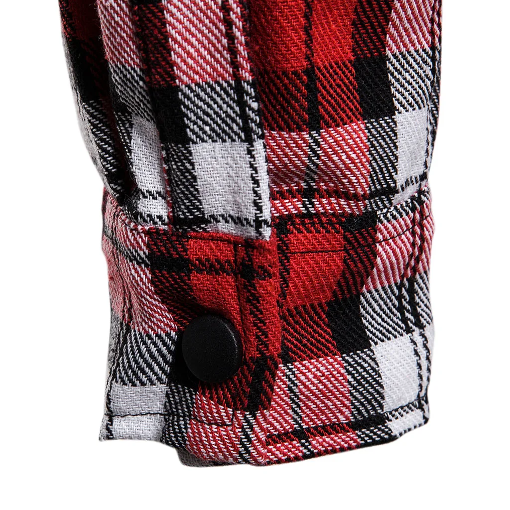 2019 осень с капюшоном Мужские повседневные тонкие рубашки клетчатые Camisa Masculina Классические карманные Топы Рубашки Chemise Homme рубашка с
