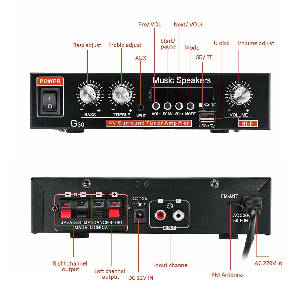 amplificador de som de potência fm player