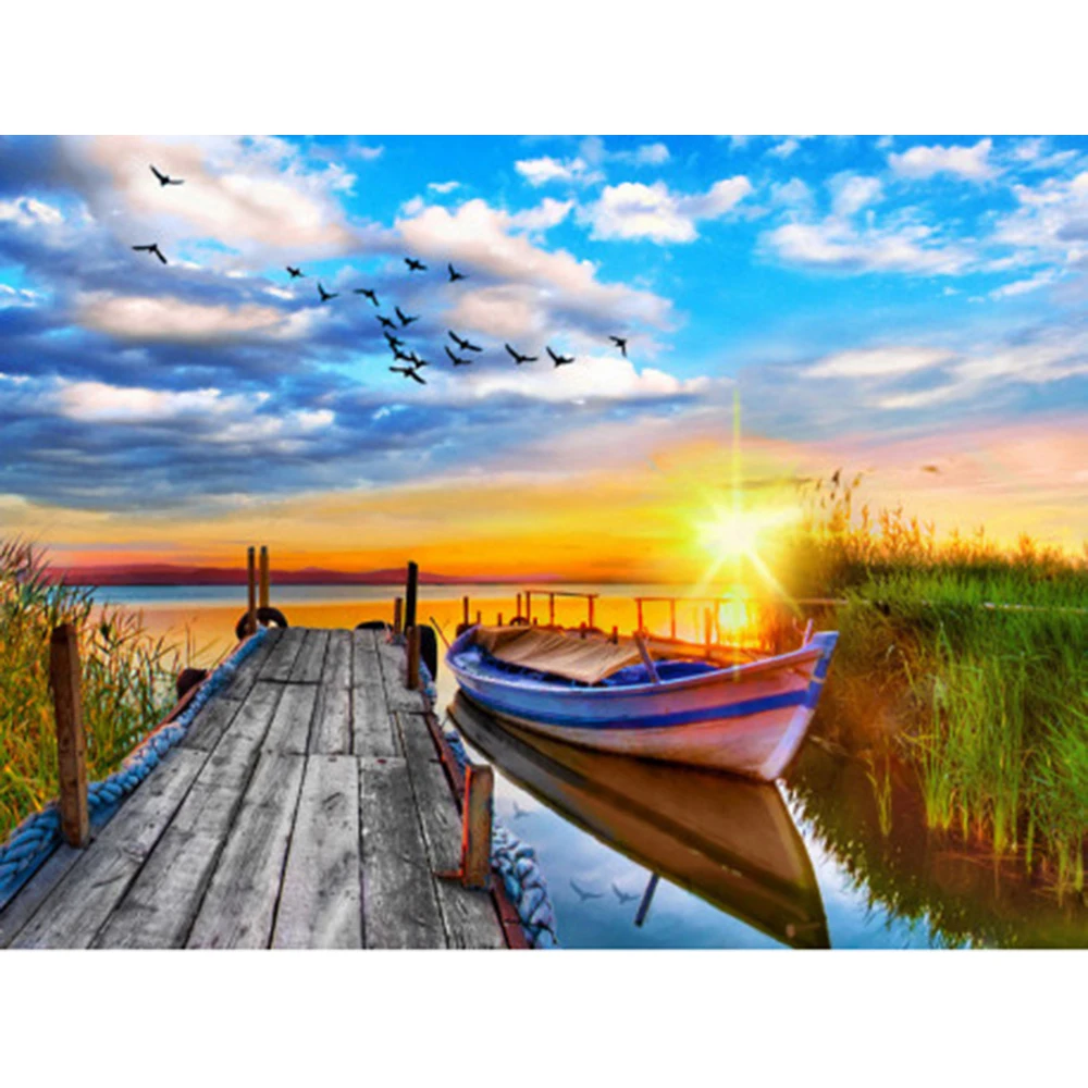 5D Diamond Embroidery Landscape Bridge Picture Rhinestone Painting Full Square Lake Cross Stitch Wall Decor a1710 | Дом и сад