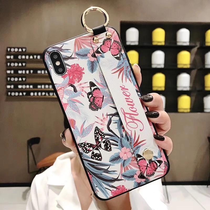 497 Ремешок на запястье Мягкий ТПУ чехол для телефона для samsung Galaxy A50 A70 A60 A30 A40 A20 A10 M40 Чехлы демонстрационный держатель для колец цветок чехол с цветами - Цвет: 497