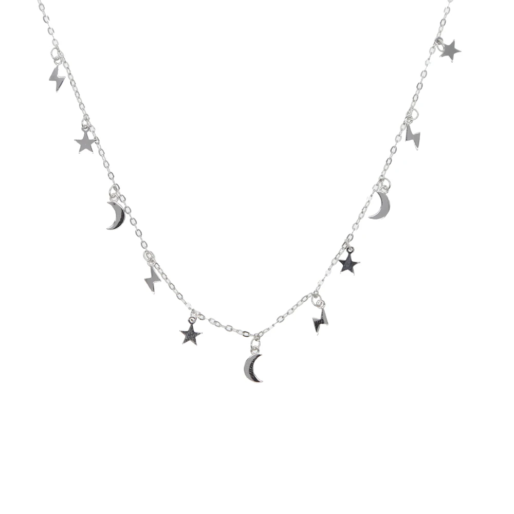 925 пробы серебряные Модные женские ювелирные изделия крошечные блестящие подвески с Луной, звездами, молниями милые подарки для девушек