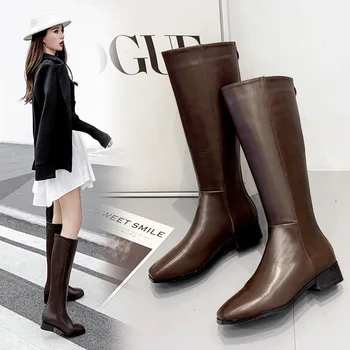 

2019 Square Boots High Knight Boots Woman Boots