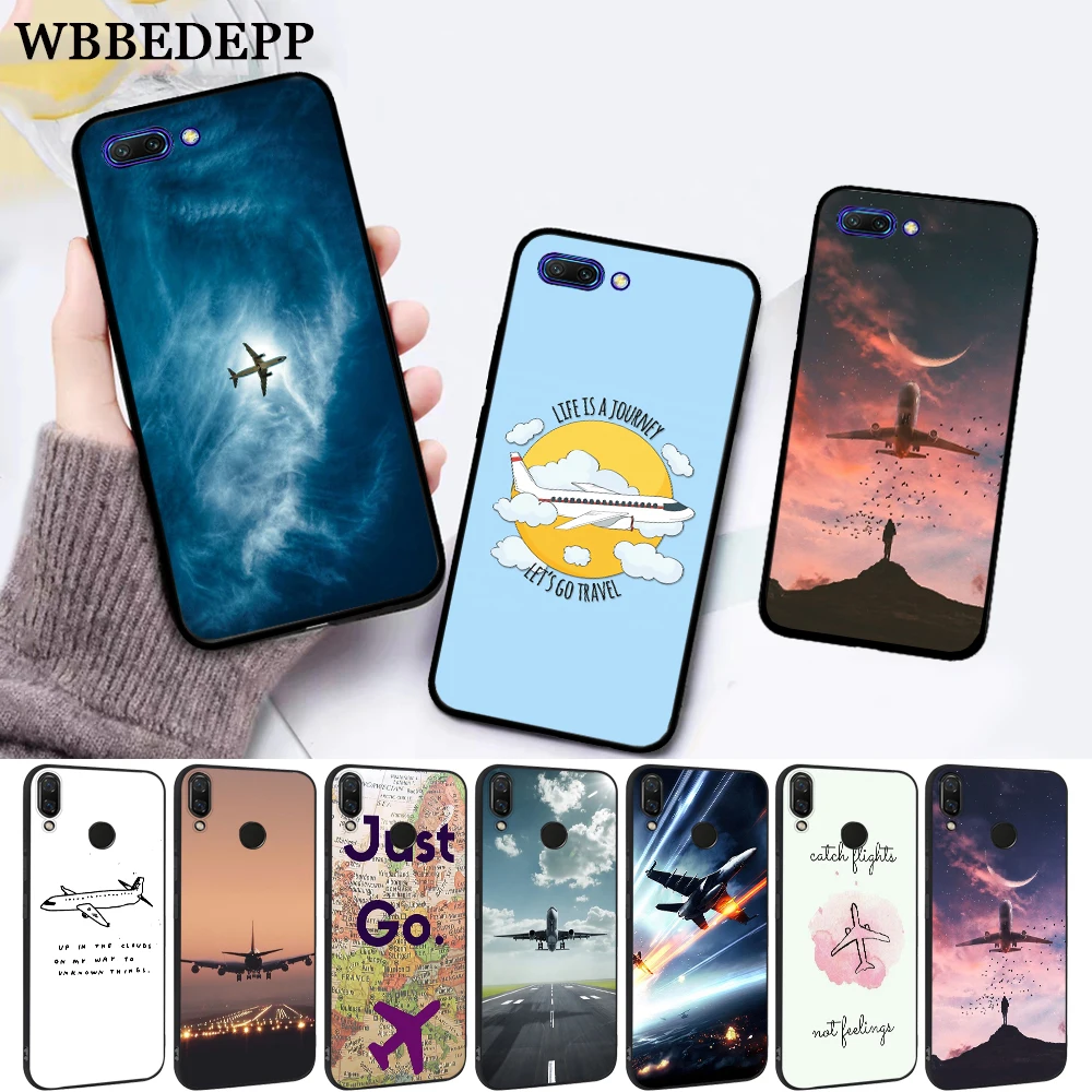 Aircraft Airplane fly travel Silicone Case for Huawei honor 6A 7A Pro 7X 8 Lite 8X 8C 9 9X Note 10 View 20 | Аксессуары для