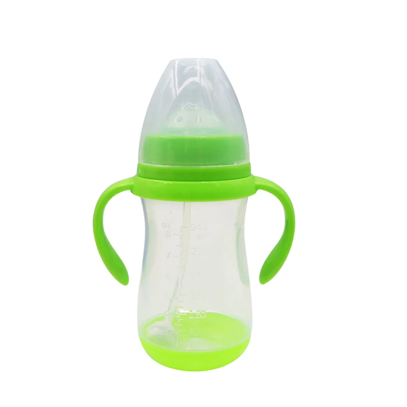 PP Bottle Green 240 мл детская силиконовая бутылочка для кормления молока Mamadeira Vidro безопасный, не содержит БФА бутылочка для кормления младенцев соком и водой стеклянная бутылочка для кормления - Цвет: PP Bottle Green