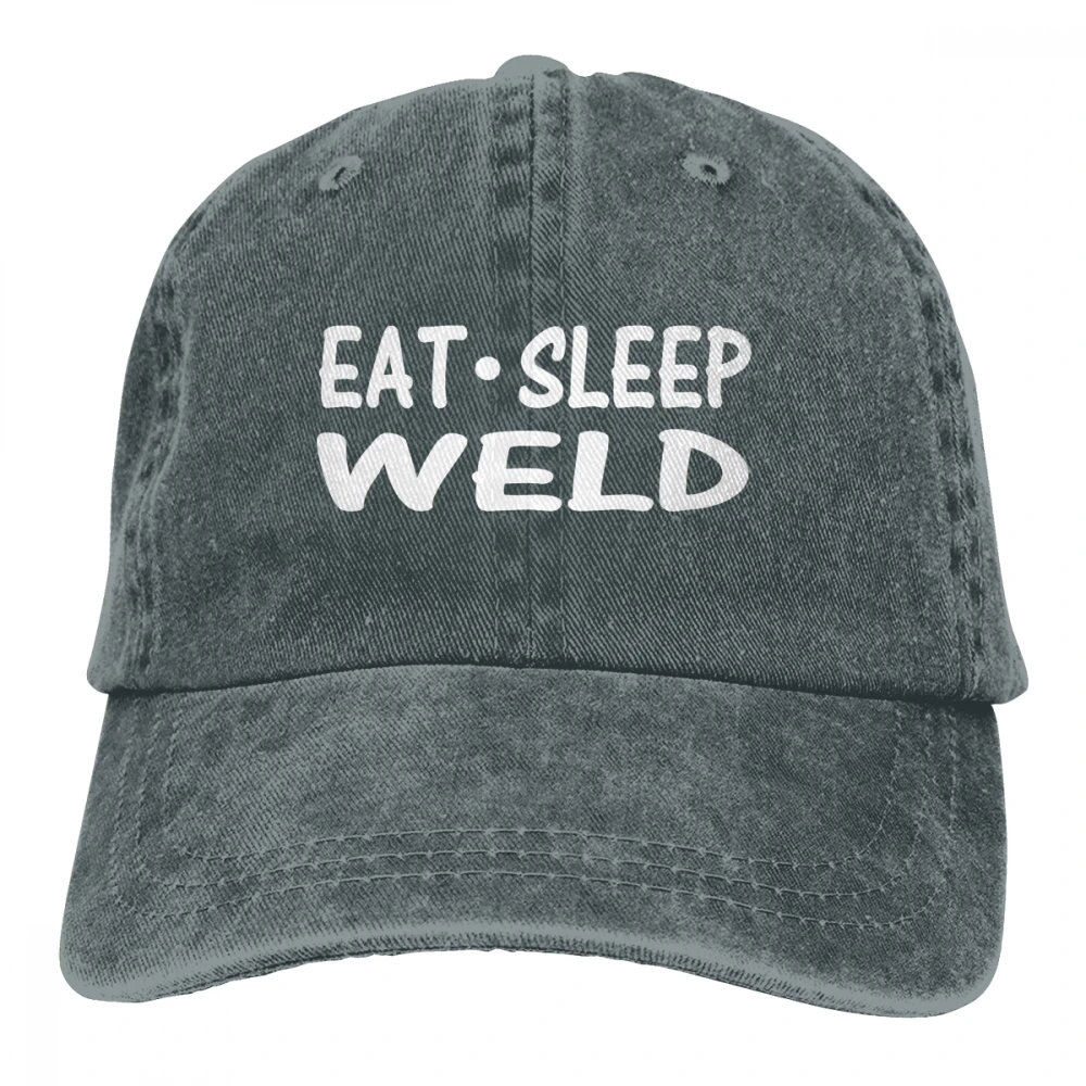 Eat Sleep Weld Casquette черные унисекс Мужские Женские джинсовые бейсболка с ремешком кепки регулируемые Гольф папа шляпа