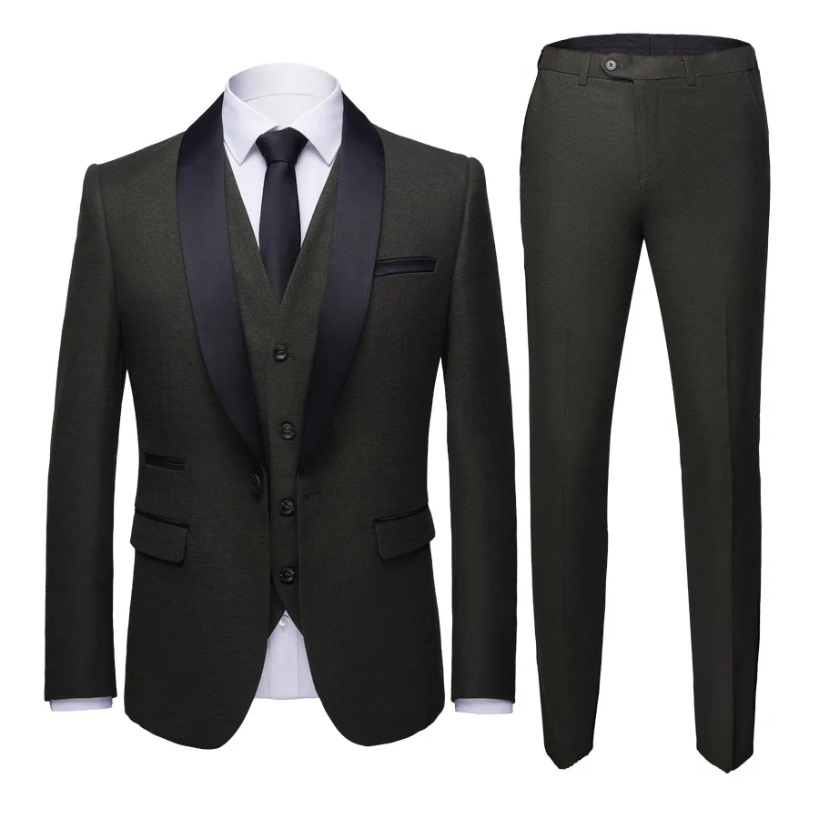 New Style Shawl Lapel Korean-style Slim Fit Groom Marriage Formal Dress 8-Color