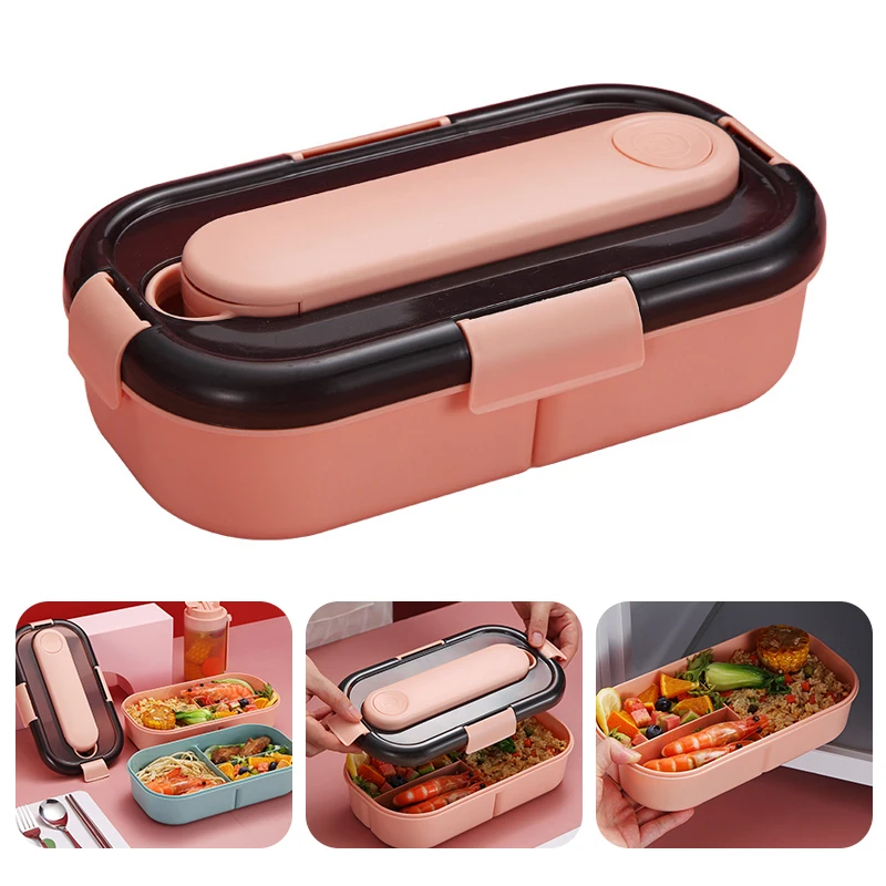 

Japanese Lunch Box Portable Student Beno Box with Cutlery Leak-Proof Food Container Box for Kids School Microwave Food Box