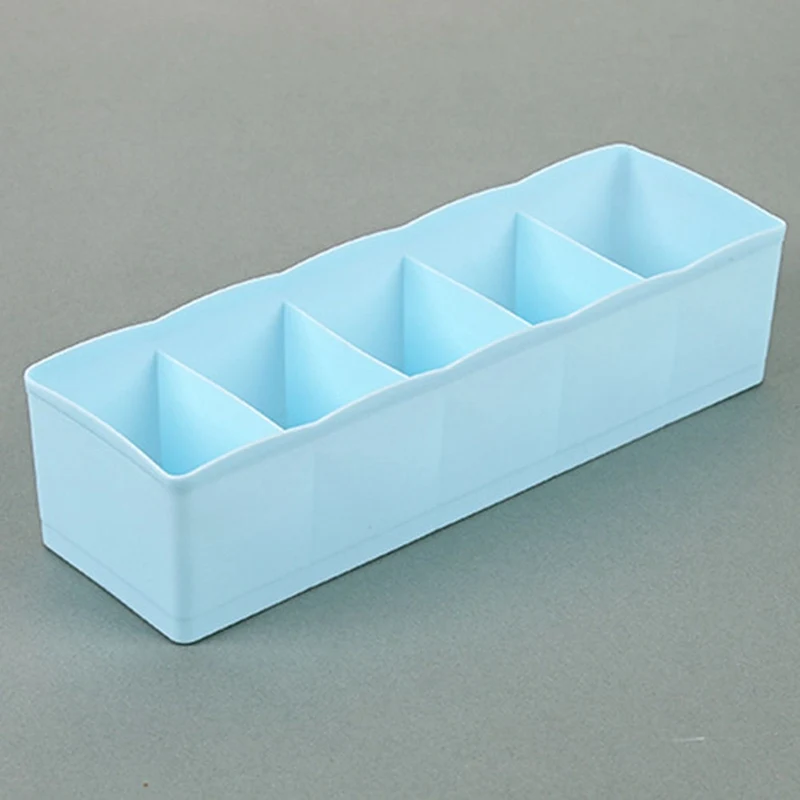 High Quality Durable 5 Cells Plastic Organizer Storage Box Tie Bra Socks Drawer Cosmetic Divider Tidy Dropshipping 26.5*8.5*7cm - Цвет: BL