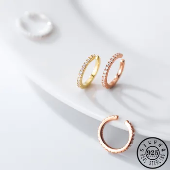 

Mens Kpop 925 Sterling Silver Cubic Zirconia Clips Earrings Rose Gold Color Plated Ear Cuffs Without Piercing Jewelry for Women