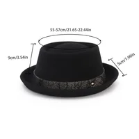 2022 Men Fedora Hats Fashion 100% Pure Wool Men's Hat Texture Belt PORK PIE Hat Classic Church Cap Autumn 5