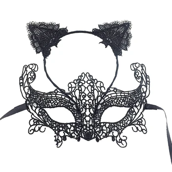 

Women Masquerade Half Face Sexy Lace Props Gift Festival Adult Halloween Fashion Party Mask Shows Headband Set Hair Accessories