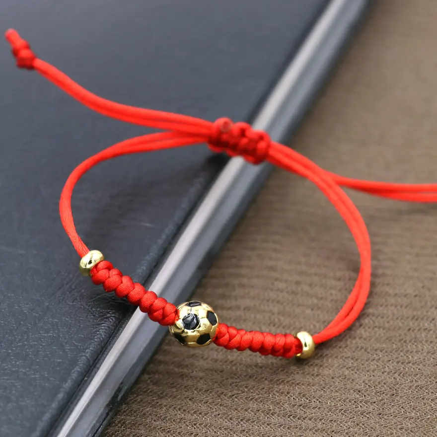 Модный золотой шар футбольные мужские браслеты женские черные красные веревки резьба браслет для девочек и мальчиков ювелирные изделия подарок чакра Pulseira