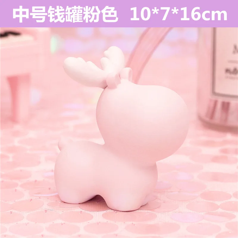 M-Pink Мультяшное животное лось копилка для денег Хранитель олень Копилка рождественские подарки для детей игрушки экономия горшок Милая монета сохранить ящик для хранения декоративные - Цвет: M-Pink