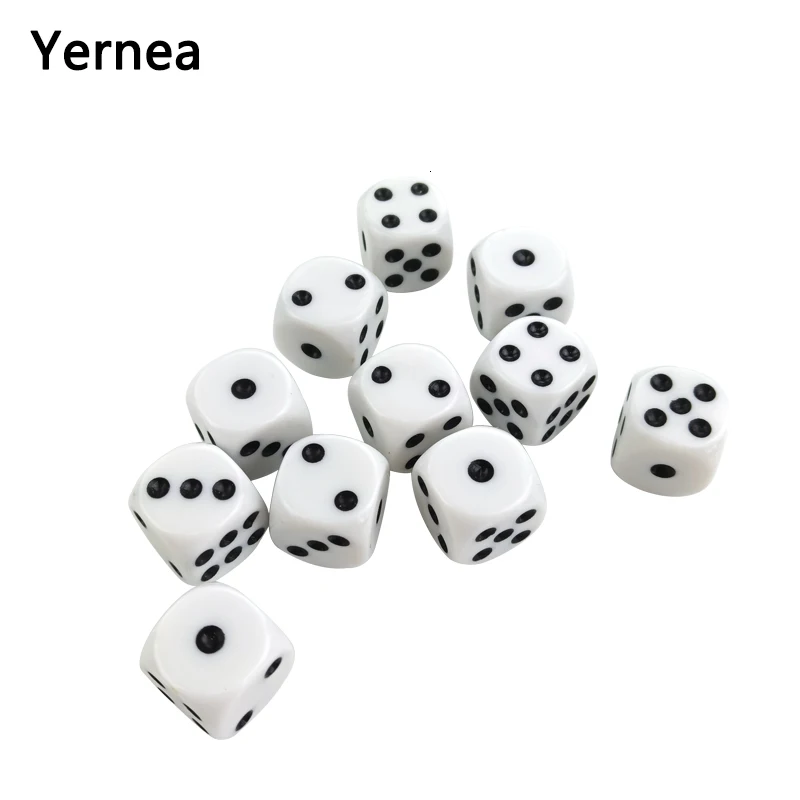 50/100/200 Pcs/Lot 16mm Dice Set White Black Point Drinking Dice Acrylic White Round Corner D6 Points Club Party