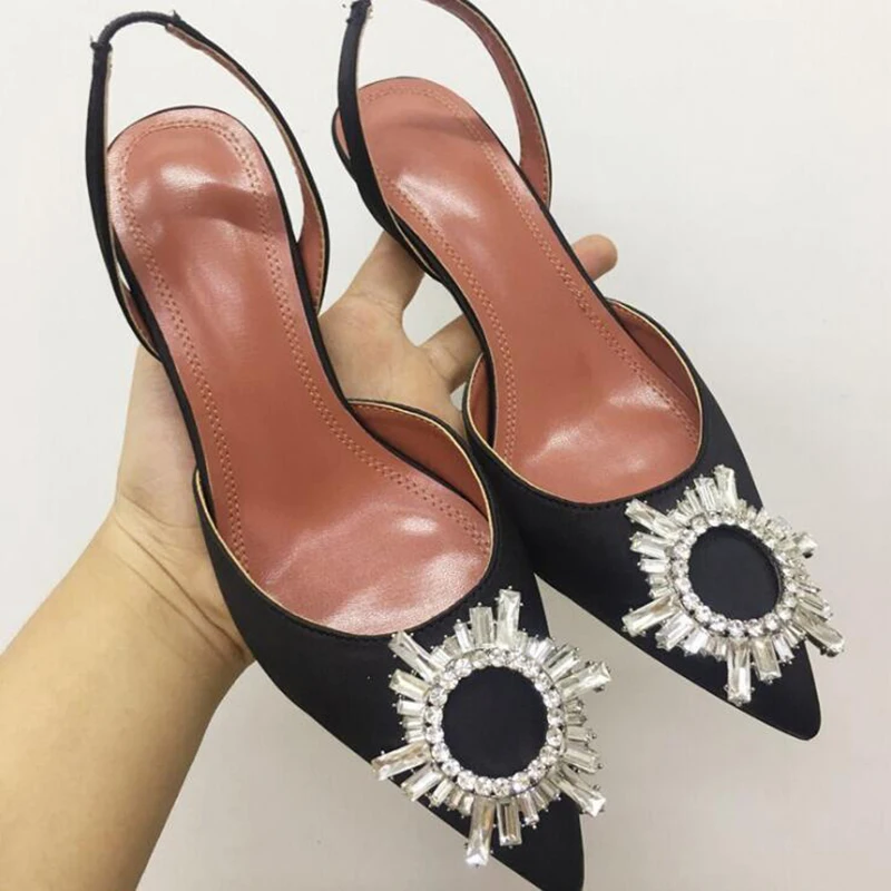 Rhinestone Fashion High Heels Sandals Pointed Toe Sexy Ladies Wedding Dress Shoes Back Strap Bridal Party | Обувь