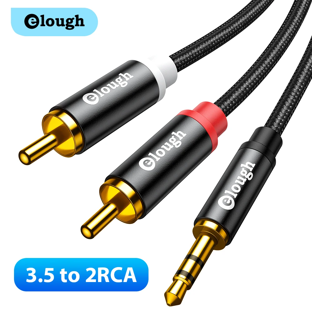 Elough Rca Cable Aux 3.5mm Jack To 2rca Male Adapter Splitter Audio