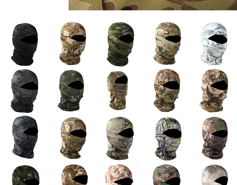 Camouflage Tactical Balaclava for Men Women Beanie Hat Python Quick-drying Ski Mask Hood Cycling Fishing Cap Male Bonnets MZ103