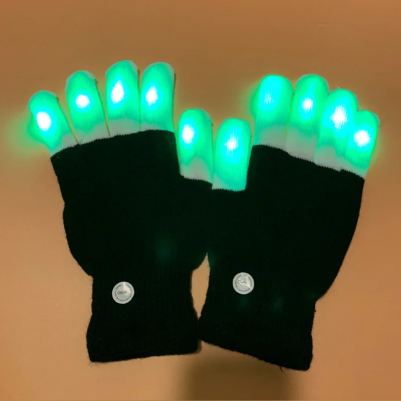 

2pcs/1pair LED Light Glowing Gloves Colorful Luminous Flashing Skeleton Gloves Halloween Costume Holiday Events Party Supplies