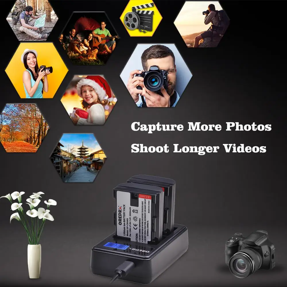 GREPRO LP-E6 LP-E6N LP E6 LPE6 батарея AKKU+ lcd USB двойное зарядное устройство для EOS 5D Mark II 2 III 3 6D 7D 60D 60Da 70D 80D DSLR EOS 5DS