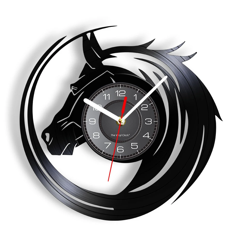 Black Horse Vinyl Record Quartz Clock Wildlife Horse Lover Home Decor
