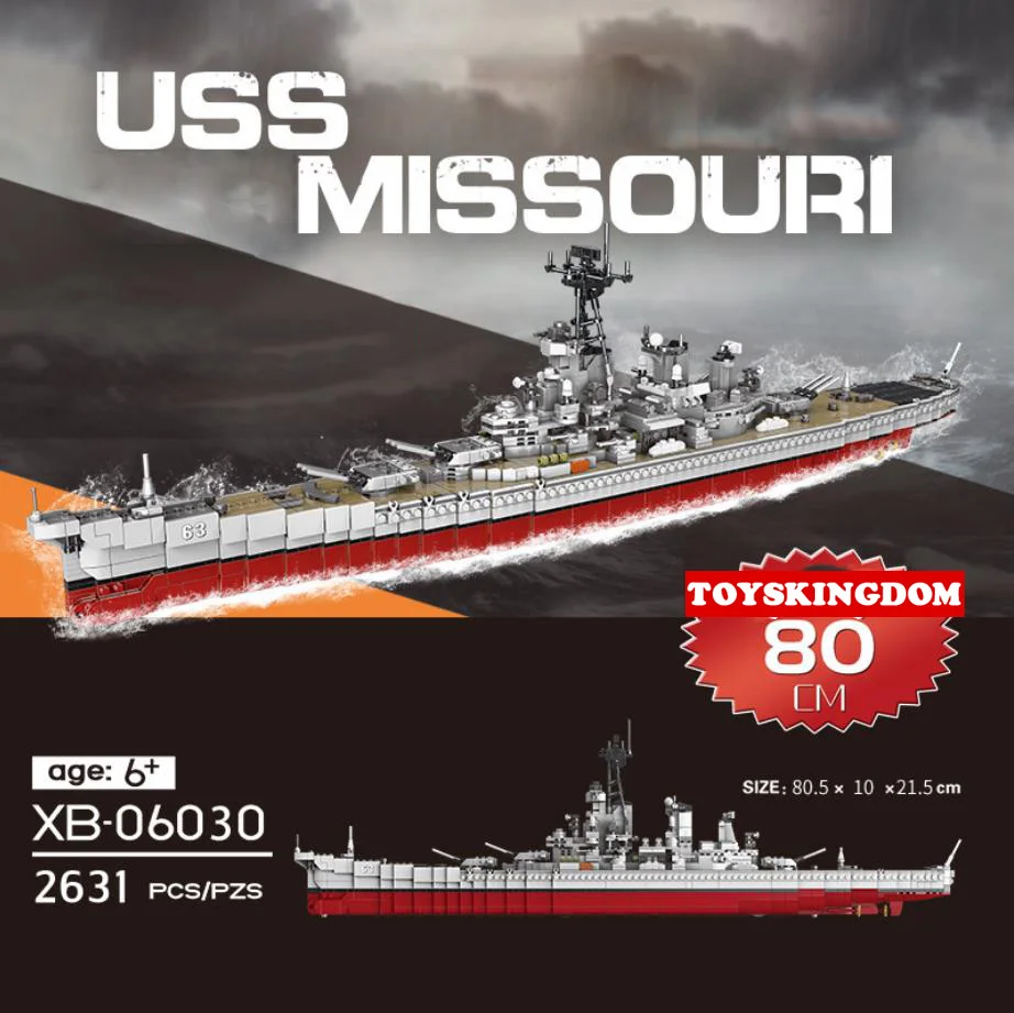 

Modern Military 80cm America Uss Missouri Bb-63 Building Block World War Model Ww2 Assemble Brick Toys Collection For Kid Gifts