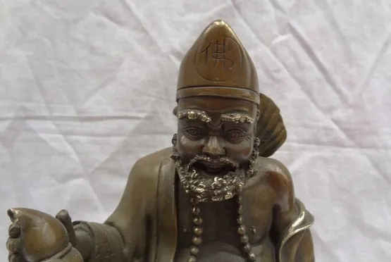 YM 317 1" китайский бронзовый медный буддийский Joss Ji Gong Arhat ливингбудда Тыква Статуя