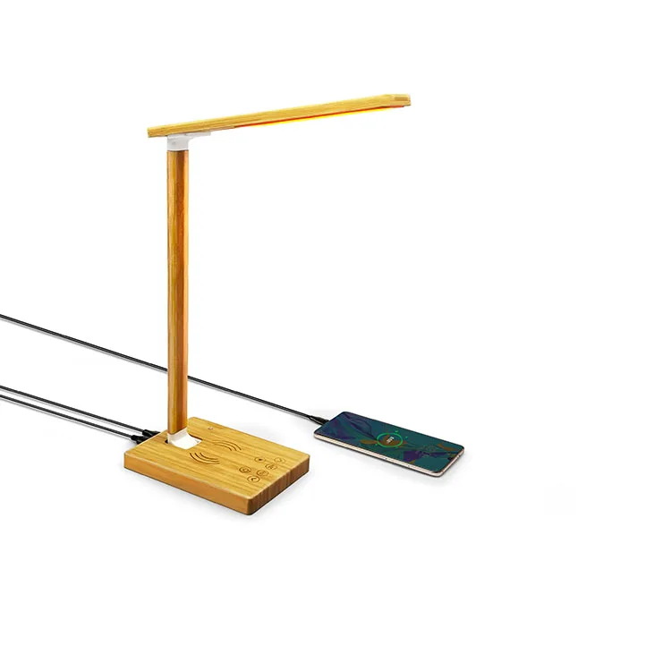 

New coming bamboo qi universal chargers for mobile phone with desklamp